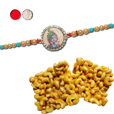 "Rakhi - FR- 8530 A (Single Rakhi), 250gms KajuPakam Sweet - Click here to View more details about this Product